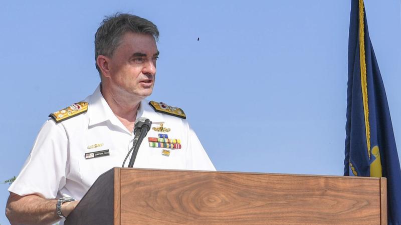 Vice-Admiral Jonathan Mead, Director-General ASA, speaking at the Nuclear Propulsion School during the Graduation ceremony.