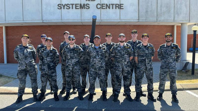 Ten of the newest prospective submariners conduct a realistic job preview with the Submarine Recruiting, Mentoring and Development Team at HMAS Stirling, Western Australia.