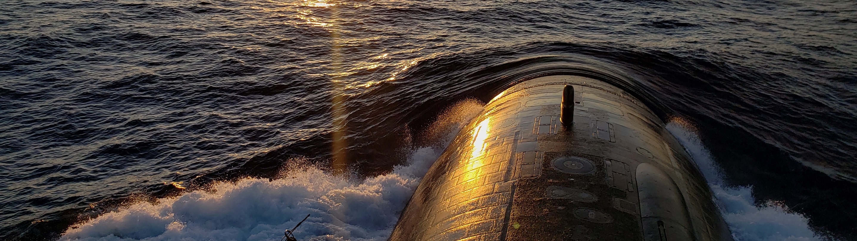 Submarine on the surface of the water